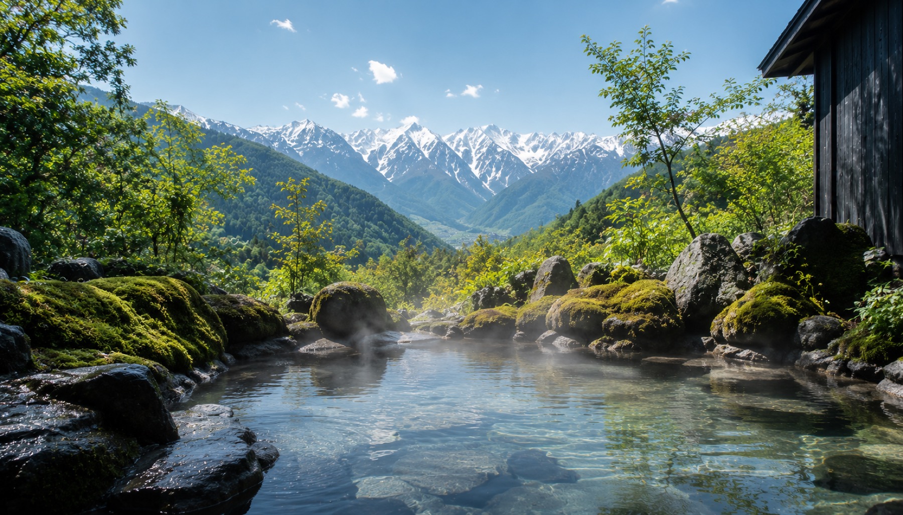 山を望む露天風呂